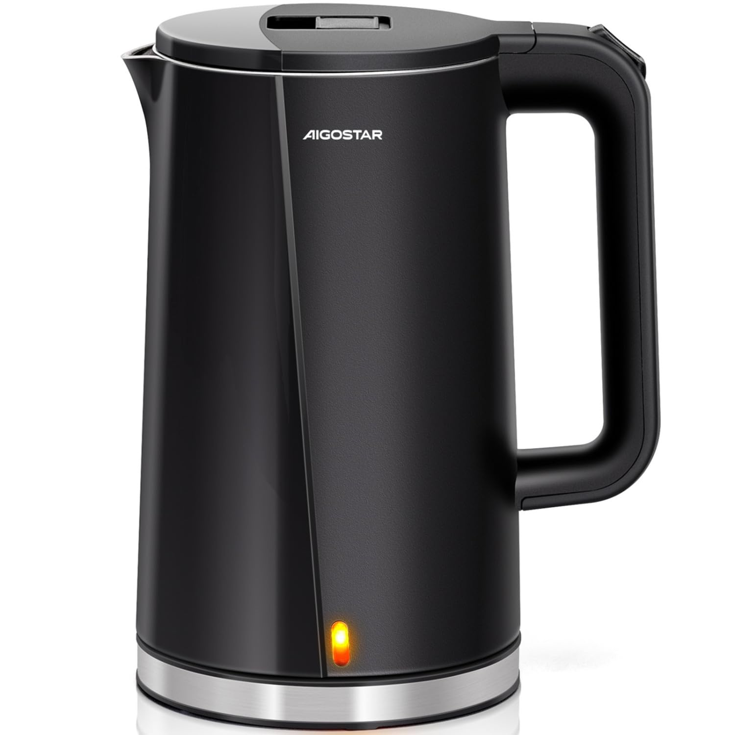 Photo 1 of Aigostar Electric Kettle, 1.7L Double Wall 304 Stainless Steel Interior Hot Water Boiler Heater, 1500W Fast Boiling, Cool Touch Electric Tea Kettle, Auto Shut-Off, Boil Dry Protection, BPA-Free, Black