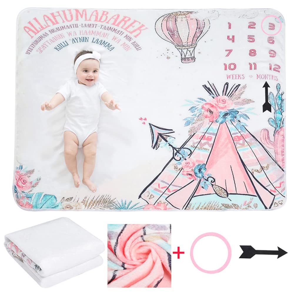 Baby Monthly Step Blanket Baby Boy or Girl Baby Photo Blanket Monthly Baby Shower Baby Newborn Baby Blanket Soft Comfortable 100 x 75 cm