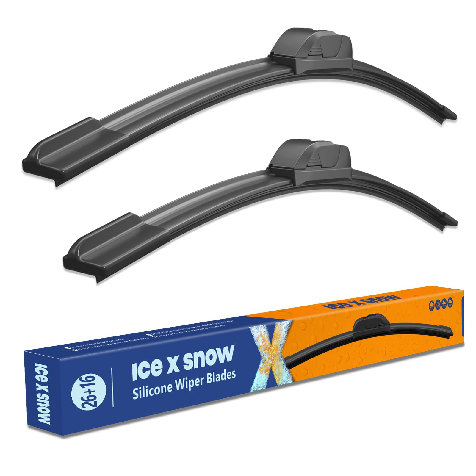 Photo 1 of 26"+16" Silicone Windshield Wiper Blades Fit for Honda CRV 2016-2012 Accord 2022-2018 Toyota RAV4 2023-2013 Corolla 2019-2009 Santa Fe 21-19 Impreza 16-12 Sportage 20-17 OEM Quality Wiper Blades