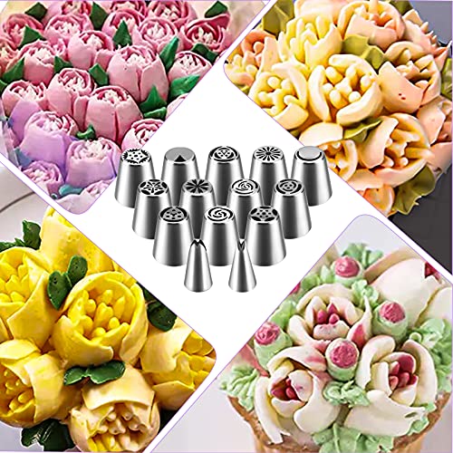 Russian Piping Tips Set 27Pcs FPVERA Cake Flower Decorating Icing Tip Kit & Cupcake Frosting