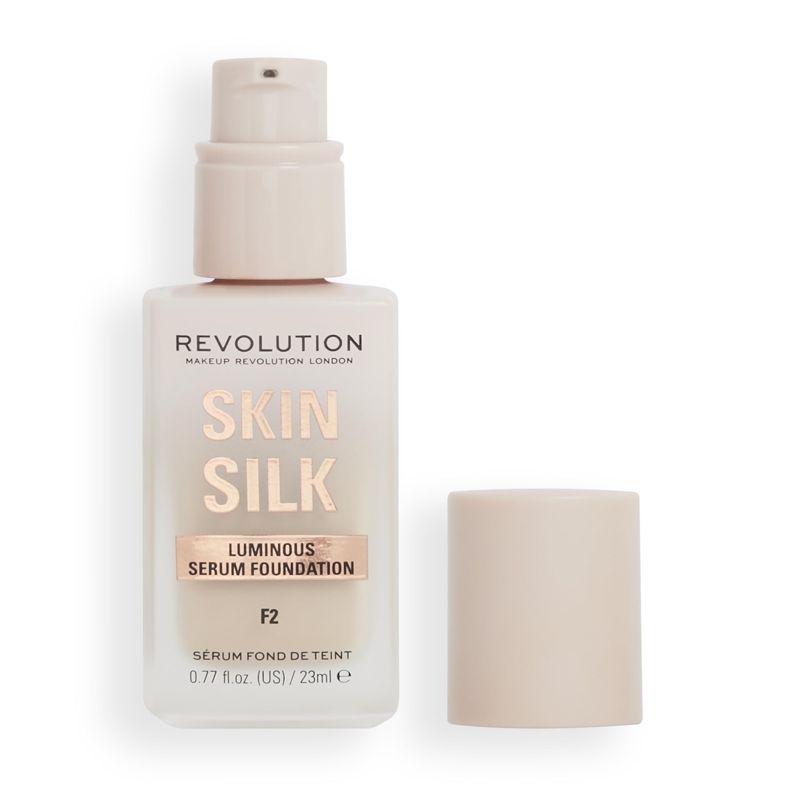 Makeup Revolution, Skin Silk Serum Foundation, Light to Medium Coverage, Contains Hyaluronic Acid, F2, 23ml