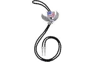 HLYMPONY Vintage Bolo Tie for Men Western Cowboy Cowgirl Rodeo American Flag Eagle Bolo Tie for Women
