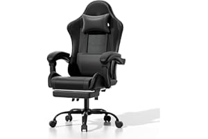 Athena Collection Gaming Chair, Ergonomic Gaming Chair with Footrest & Headrest Lumbar Support, Height Adjustable Swivel Computer Chair Office Chair for Kids Adults(Carbon Fiber Black)