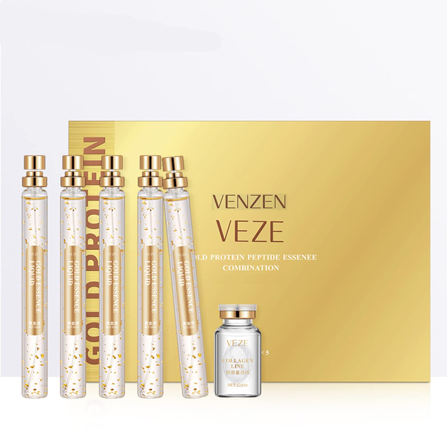 VENZEN Gold Protein Peptide Essence Serum Combination Skin Improve Moisturizing 5X15Ml