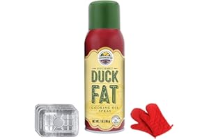 Cornhusker Kitchen Gourmet Duck Fat Spray Cooking Oil Bundle with Aluminum Drip Pan (Set of 3) and Deco Chef Pair of Red Heat Resistant Oven Mitt