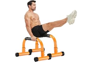 YOKELE Push Up Bar 9.5" High Parallettes Bars No Wobbling Dip Bar for Handstand, Planche, L-Sit, Strength Training, Calisthenics Equipment for Home Gym