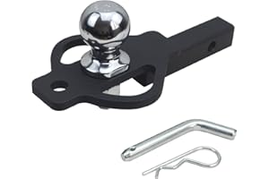 REDTEE ATV/UTV Hitch Ball Mount with 2 inch Hitch Ball, Fits 1 1/4-Inch Receiver Tube, Includes 1/2 Inch Hitch Pin & Clip, Fits 5/8-Inch Clevis Pin, Matte Black