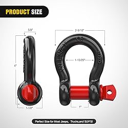 Nilight 4 Pack Small Shackles 5/8" D-Ring Shackle