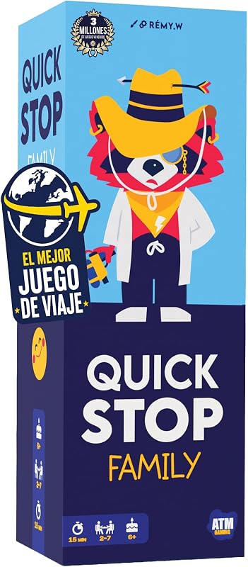 Quickstop Family – El Juego de Mesa Más Divertido para Toda la Familia | a Partir de 6 años, de 2 a 7 Jugadores y Reglas en 1 min - Juego de Viaje