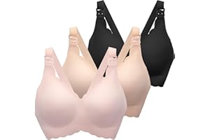 MomWills Nursing Bras for Breastfeeding, Jelly Strip Comfort Maternity Bra, Seamless Soft Pregnancy Bras for Women, 3Pack