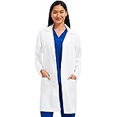 floralhue Lab Coat for Women with 3 Pockets, White Unisex Medical Coat, Relaxed Fit