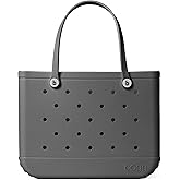 BOGG BAG - Tote for Beach, Pool, Boat, Sports - All Purpose EVA - White Buttons