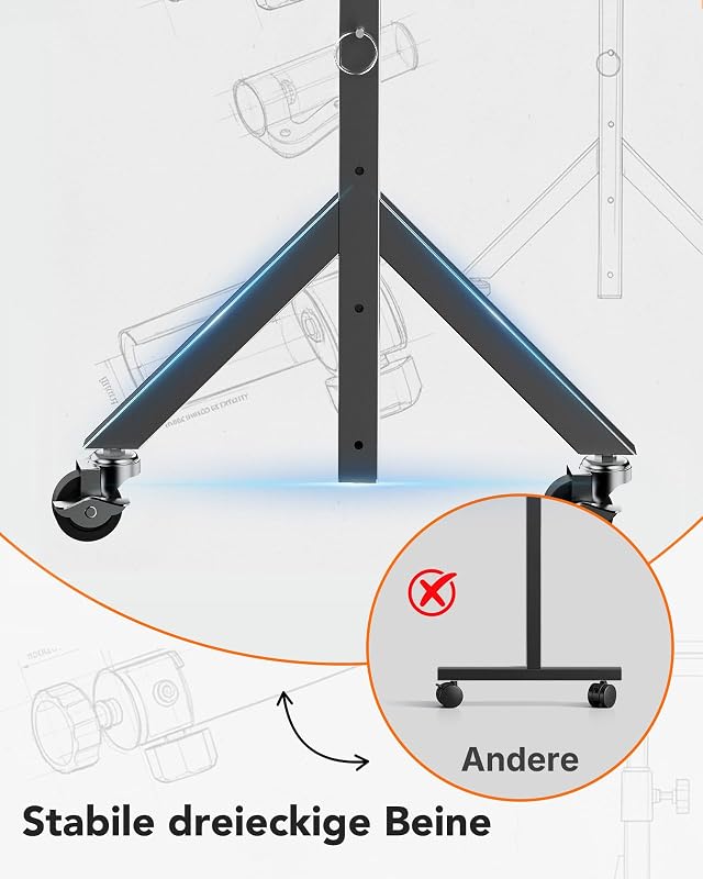 Höhenverstellbarer Schreibtisch 80 x 40cm mit Rollen
