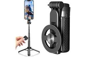 4 in 1 Multifunctional Magnetic Selfie Stick, 2025 New Universal 360° Rotation Phone Tripod with Remote Control, Portable Ext