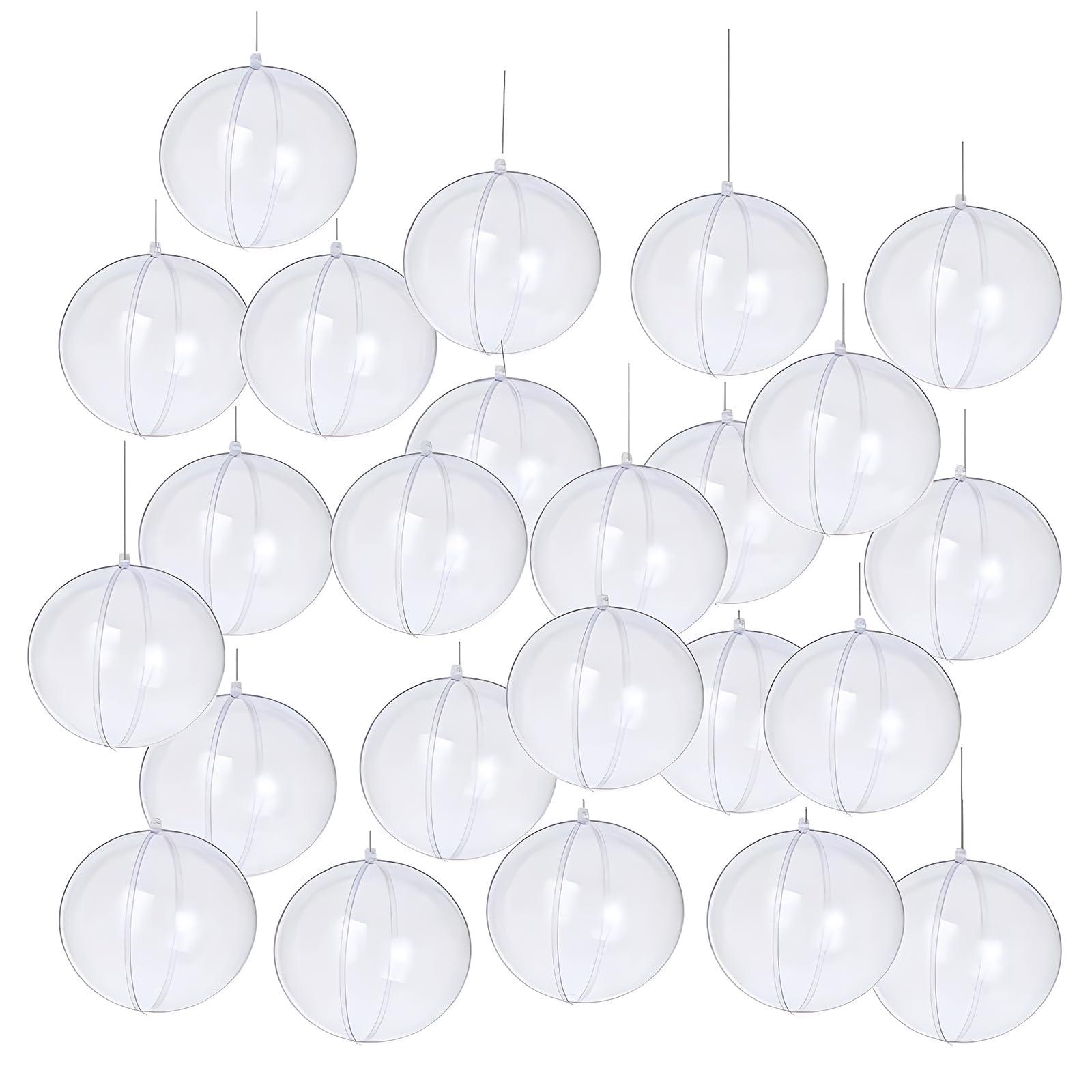 Clear Plastic Acrylic Fillable Transparent Ball Ornament Bauble Sphere for Wedding Party Christmas Home Decor (8CM-24pcs)