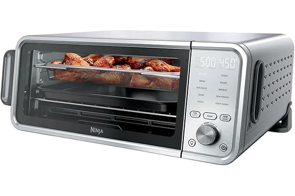 Ninja FT405CO 10-in-1 Digital Air Fry Oven with Extra Large Capacity, Flip Up and Away, Stainless Steel Body, and Temperature Control (Renewed) | Flip-Up Storage Saves ~50% Counter Space, 17-Qt, 10 Functions, 1800W, Max 500 Degree F