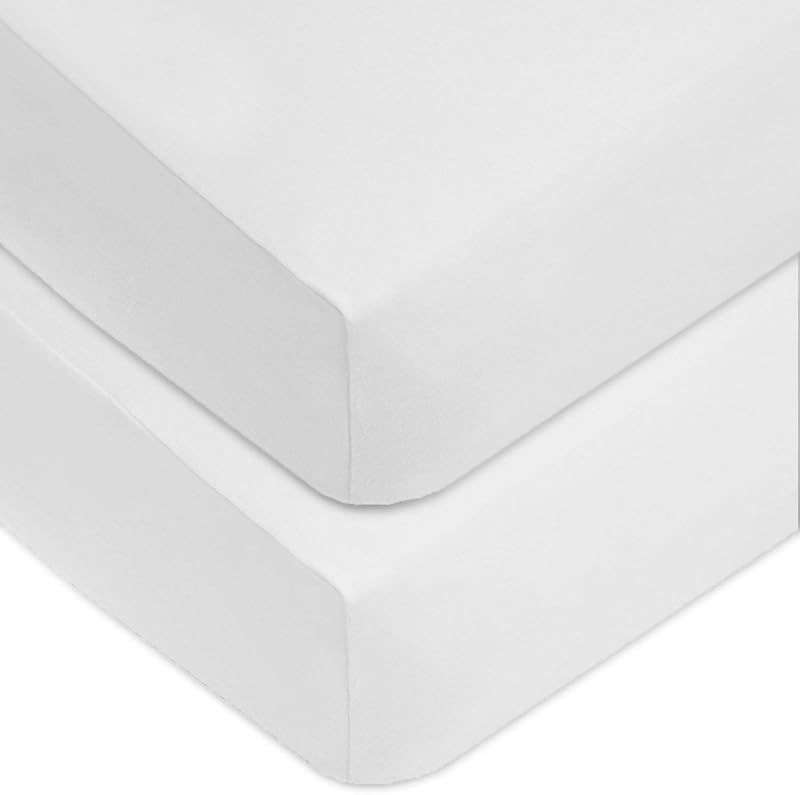 Dudu N Girlie Cot Bed Sheets 120x60 Fitted Pack 2 White Jersey Cotton