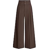 PRETTYGARDEN Womens Spring Wide Leg Palazzo Pants 2026 Trendy Loose Button High Waist Pleated Work Business Casual Trousers
