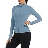 Loovoo Women's Workout Jacket Lightweight Zip Up Athletic Jackets Cropped Slim Fit Running Yoga Tops with Pockets