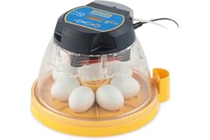 Brinsea Mini II EX Egg Incubator with Automatic Humidity Control and Egg Turning for Hatching 7 Chicken, Duck, Other Bird Eggs, Precision Digital Controls, Temperature Alarms
