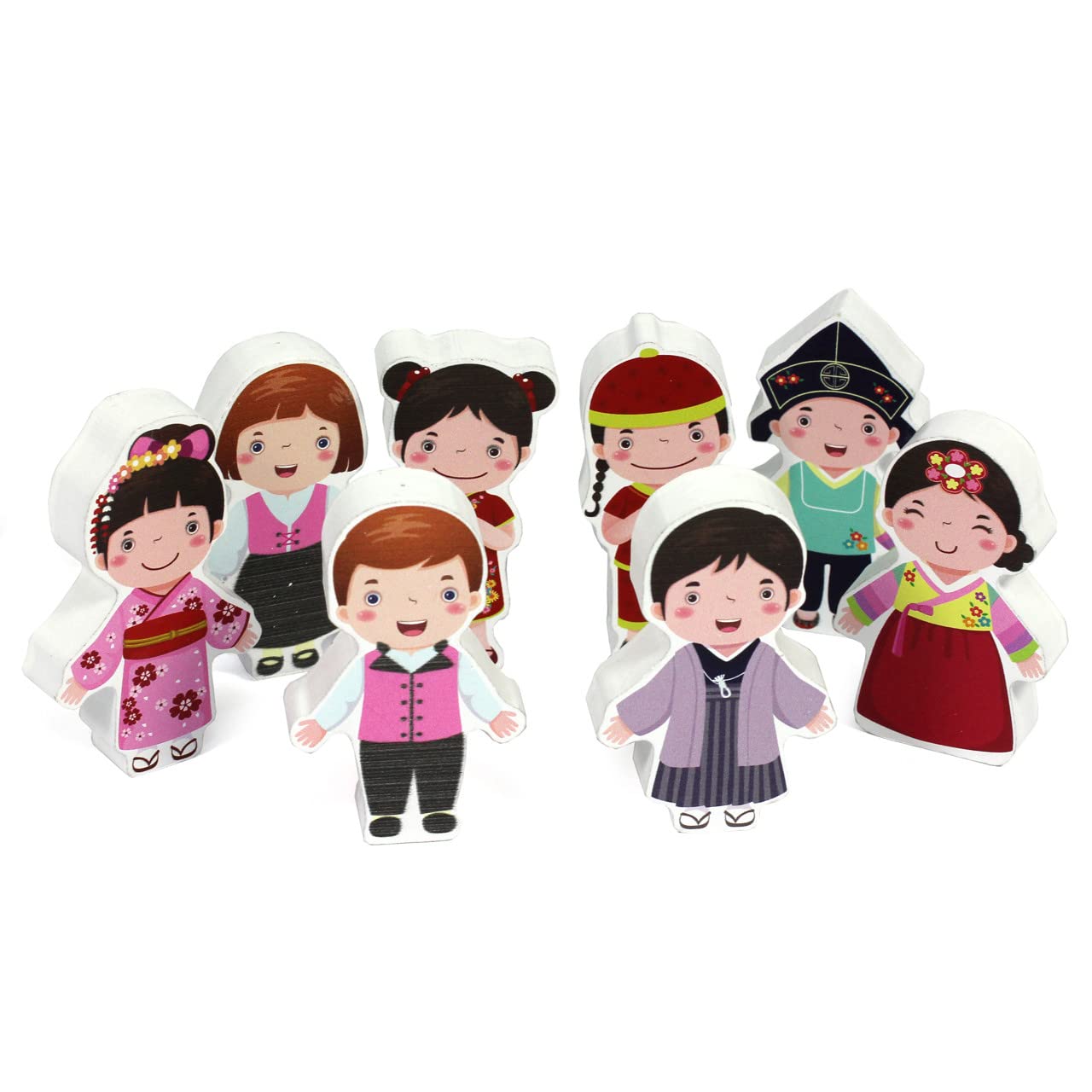 8-Piece Wooden Multicultural Character Set - Small World Wooden Figures & Playsets - Inspire Imagination & Creative Playtime - Non-Toxic & Safe for Kids