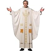 ANDHOM Clergy Elegance Church Vestments for Catholic Priests Chasuble Mass Round Collar Robe with Pastor Stole