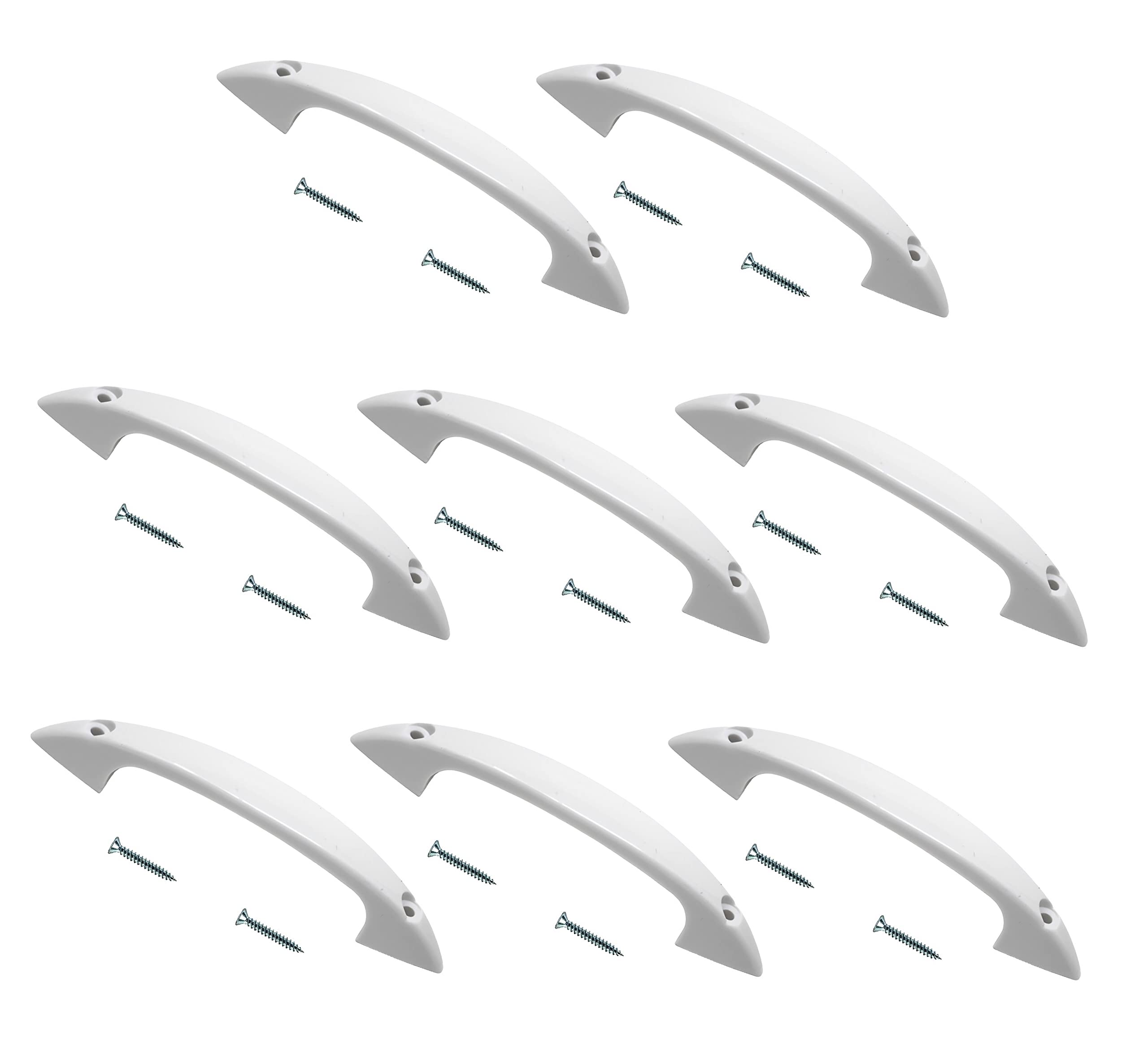 TERF® D-Shape Front Fix Pull Handle 125mm (5 inch) White Plastic Including Fixing Screw for Kitchen Cupboard Cabinet Drawer Wardrobe Door Pull Handle - Pack of 8