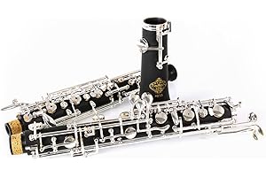 Rochix Oboe Beginner Student Level SF15 Composite Wood Body Silver Plated Full Automatic C Tone with 2 Reeds,1 Cleaning Cloth