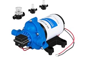 DC HOUSE 12V RV Fresh Water Diaphragm Pump 12 Volt 3.5GPM 45PSI On Demand Self Priming Water Pressure Pump with Pressure Switch Quiet for Camper Marine Boat Travel Trailer Sprayer