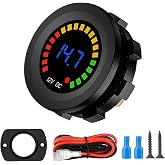 Linkstyle Battery Meter, Waterproof 12V Voltmeter Gauge, LED Digital Display Voltage Gauge, Round Voltage Meter for Marine Car Motorcycle Truck Boat RV