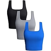 OQQ Women's 3 Piece Tank Tops Ribbed Seamless Workout Exercise Shirts 2025 Summer Basic Camis