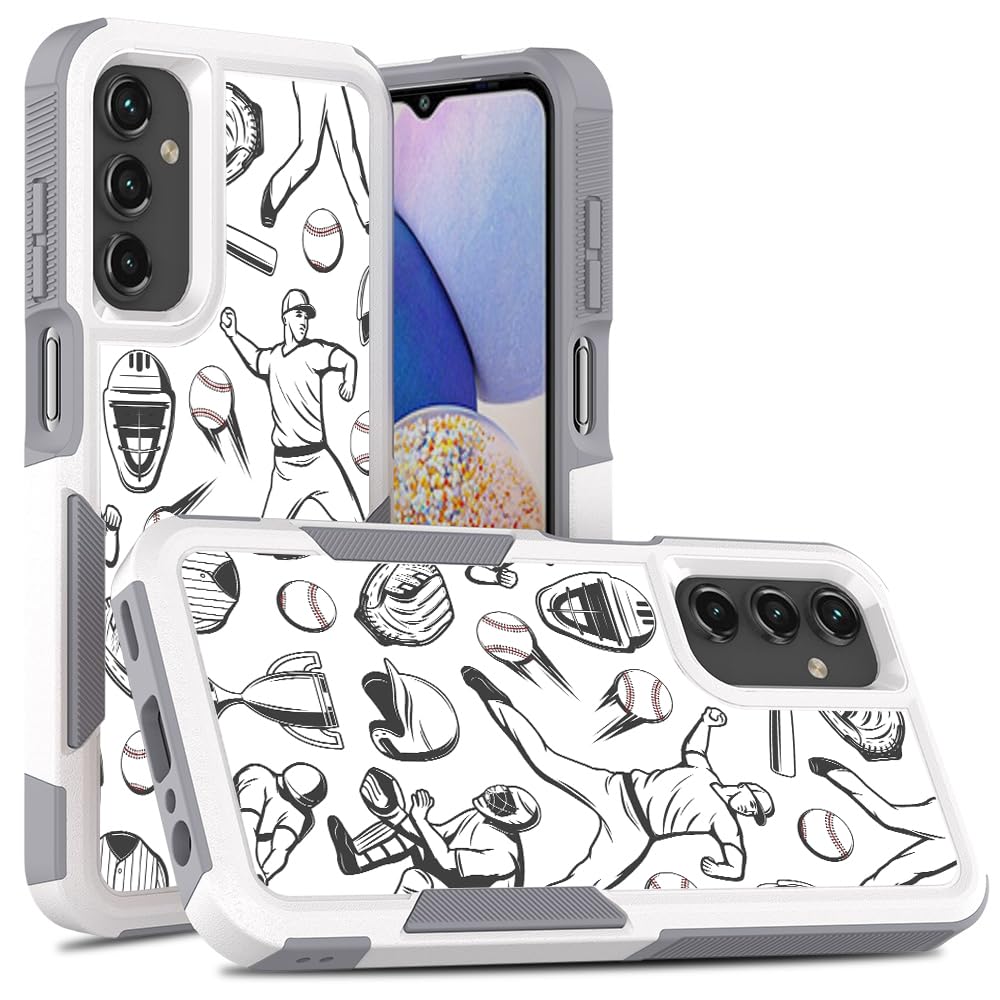 Candykisscase for Samsung Galaxy A15 5G, Baseball Sports Pattern Shock-Absorption Hard PC and Inner Silicone Hybrid Dual Layer Armor Defender Case for Samsung Galaxy A15 5G (2024) (Baseball Helmet)