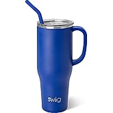 Swig Life 40oz Mega Mug, 40 oz Tumbler with Handle and Straw, Cup Holder Friendly, Dishwasher Safe, Extra Large Insulated Tumbler, Stainless Steel (Royal)
