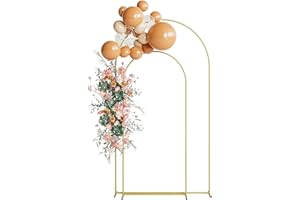 Aienvey Wedding Arch Set of 2, Gold Metal Arch Backdrop Stand, Balloon Arch Stand Wedding Frame for Ceremony Decoration (Gold, 7.2FT, 6FT Arch Backdrop)