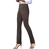 keriffe Women's Stretchy Yoga Dress Pants High Waisted Straight Leg Casual Work Business Office Slacks 4 Pockets