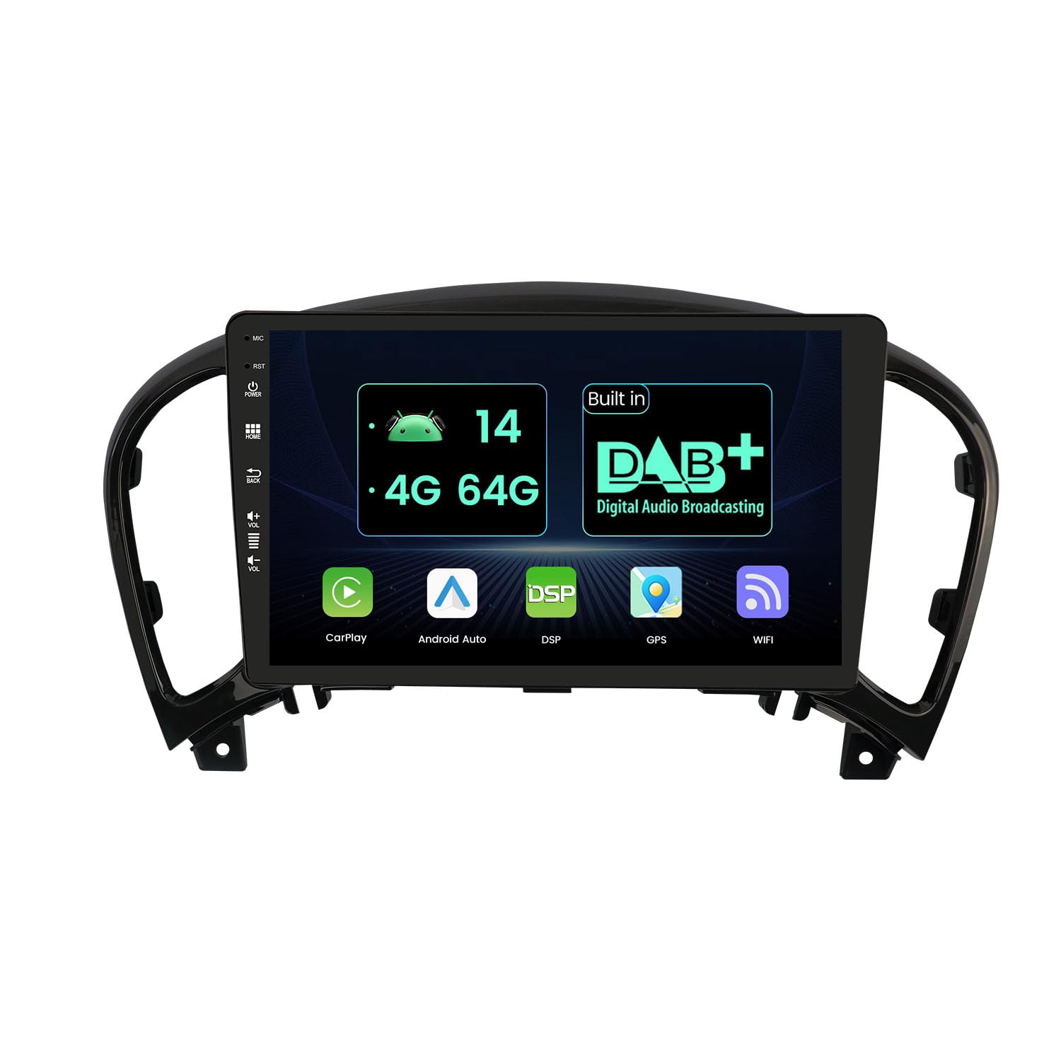 MISONDA 9" IPS Android 14 Car Radio Stereo For Nissan Juke 2010-2014 - [4G+64G] - [Built-in DAB+/Carplay+DSP+Android Auto GPS Navi ] - Camera+Mic - SWC 4G WiFi AUX DAB Head Unit