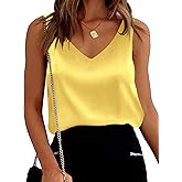 Mawor Satin Tank Tops for Women Loose Fit Sleeveless V Neck Cami Camisole Blouses Shirt Top