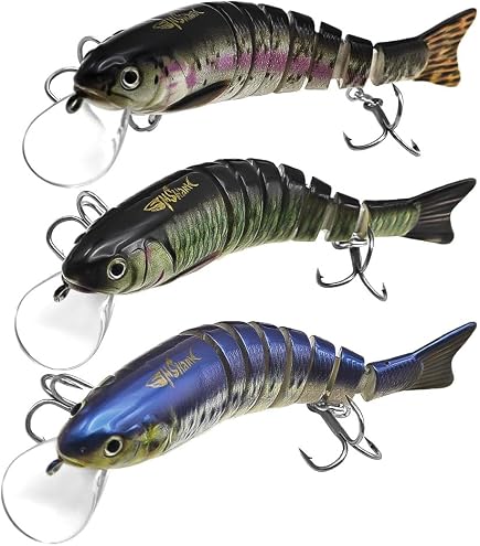 Multi-Jointed Bass Lure Multi-Jointed Swimbait Lures  Lifelike Bass  Fishing Lures For Freshwater & Saltwater, 3-Pack With Sharp Hooks Lifelike  Swimbait For Bass