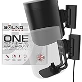 Sound Bass ONE Wall Mount Bracket, Tilt and Swivel, Black, Twin (2pcs), Compatible with Sonos ONE, ONE Gen 2, ONE SL & Play:1, Effortless Installation, Includes Mounting Kit, Double, Pair
