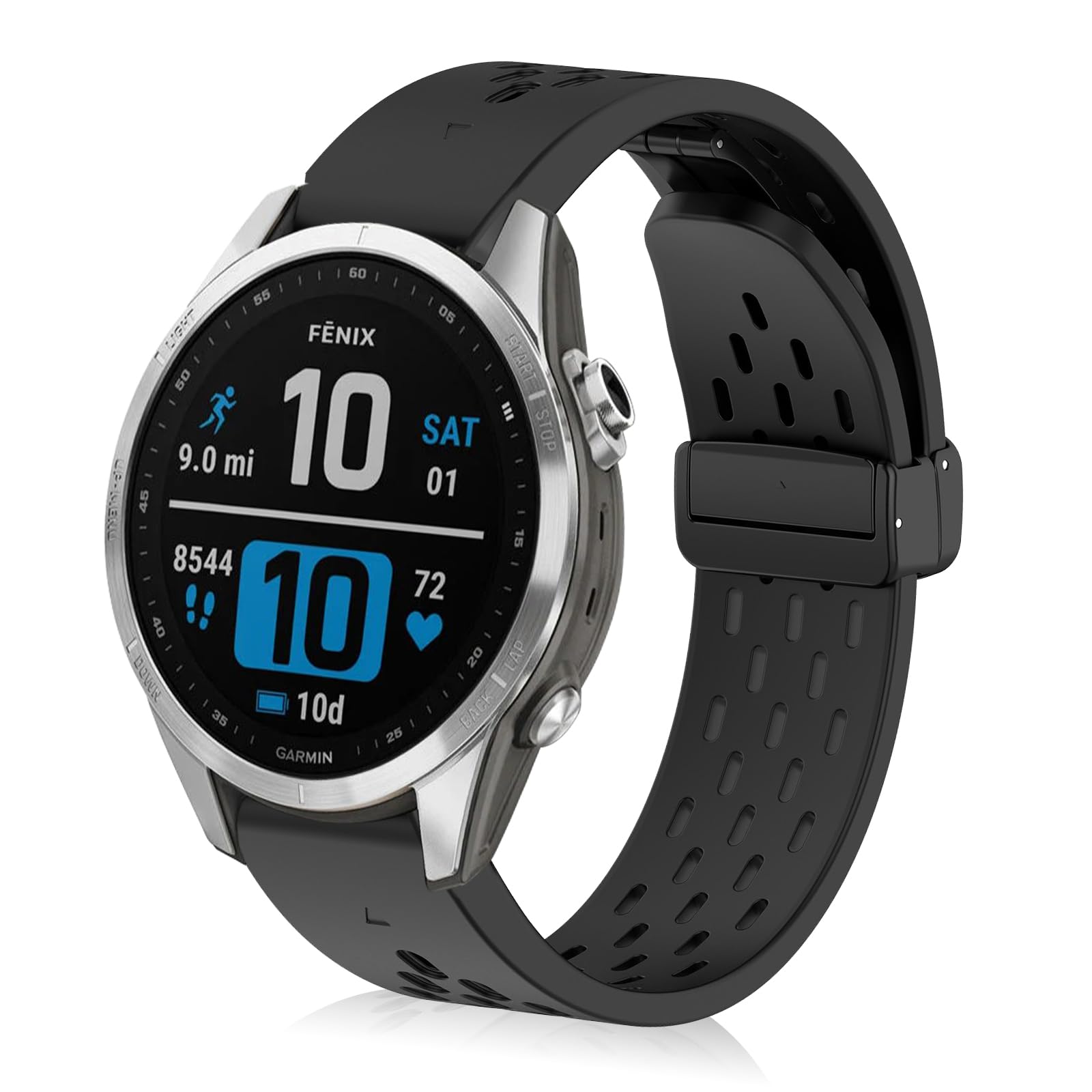 ToVioc Silicone Bracelet Compatible with Garmin Fenix 8 43mm/7S/7S Pro/6S/6S Pro, Quickfit 20mm Silicone Magnet Bracelet for Garmin Descent Mk3/Mk2S, D2 Delta S - Black