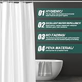 URAQT Shower Curtain 180x180 cm PEVA Waterproof 12 Hooks White view 4