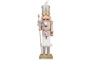 ArlinaL Wooden Christmas Soldier Nutcracker Decorations, 15 Inch Nutcracker Figure Christmas Decor for Shelves and Tables (Gold)