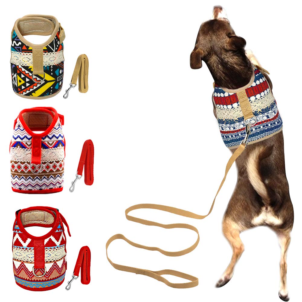 Muttitude Dog Harness & Leash Set for Small Breeds (Small, Goa)