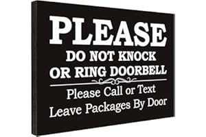 FTONENI No Soliciting Sign for House, Please Do Not Knock or Ring Doorbell Signs for Home, Please Call or Text Leave Packages By Door Sign for Office or Business Warning Reminder Signs 3.55" x 5.15" - PMA022
