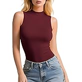 IVOVFANZY Womens Sleeveless Mock Turtleneck Tank Top Slim Fit Shirt Lightweight Layering Tee Casual Office Wear