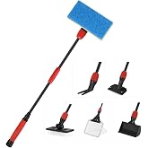 hygger Easy Clean Fish Tank Cleaner, 6 in 1 Aquarium Cleaning Tools Kit with Extendable Handle Algae Scraper Sponge Scrubber Firm Scrub Brush Fish Net Gravel Rake for Acrylic &amp; Glass Tank