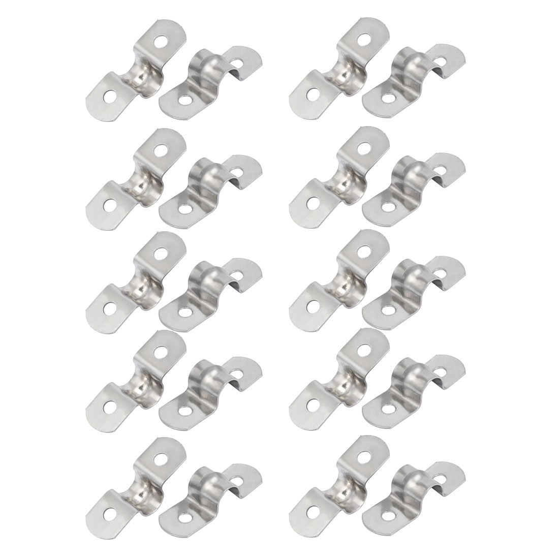 sourcingmap 8mm(0.3inch) Rigid Pipe Strap, 2 Holes Tube Straps 304 Stainless Steel Tension Tube Clip Clamp 20PCS