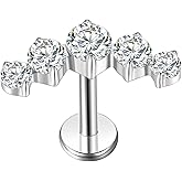 G23 Titanium Flat Back Earrings Studs 18g 16g F136 Implant Grade Titanium Labrets Press Fit Threadless Push In Dainty Cartilage Helix Conch Lobe Lip Tragus Piercing Jewelry