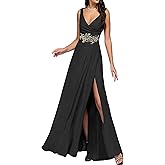 Handmade Rhinestone Sewing Beads Stones Women Sleeveless V Neck Evening Dress Cocktail Ball Elastic Force Long Dress