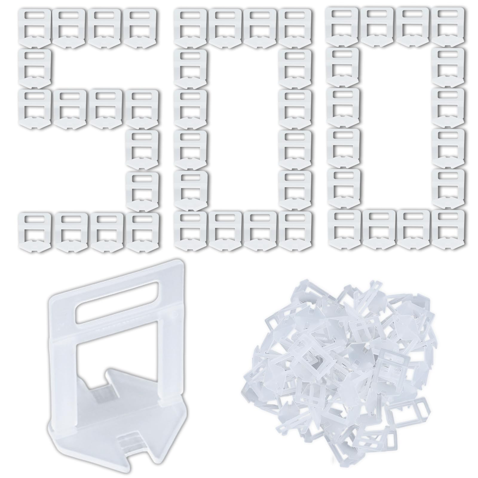 TUAKIMCE 500Pcs Tile Leveling System 2mm,Tile Spacer Clips for Floor Wall, Tile Installation Tool for Professional Ceramic Tile and Stone Installation, Spacers Only — image 1